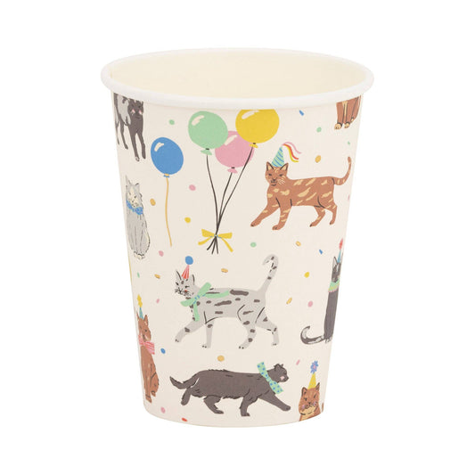 cat icon party cups - pack of 8 with gold foil details 