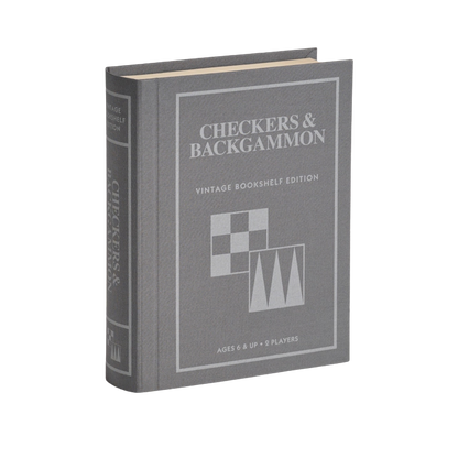Checkers & Backgammon Vintage Bookshelf Edition in a linen-wrapped book case, available in Toronto and shipping across Canada.
