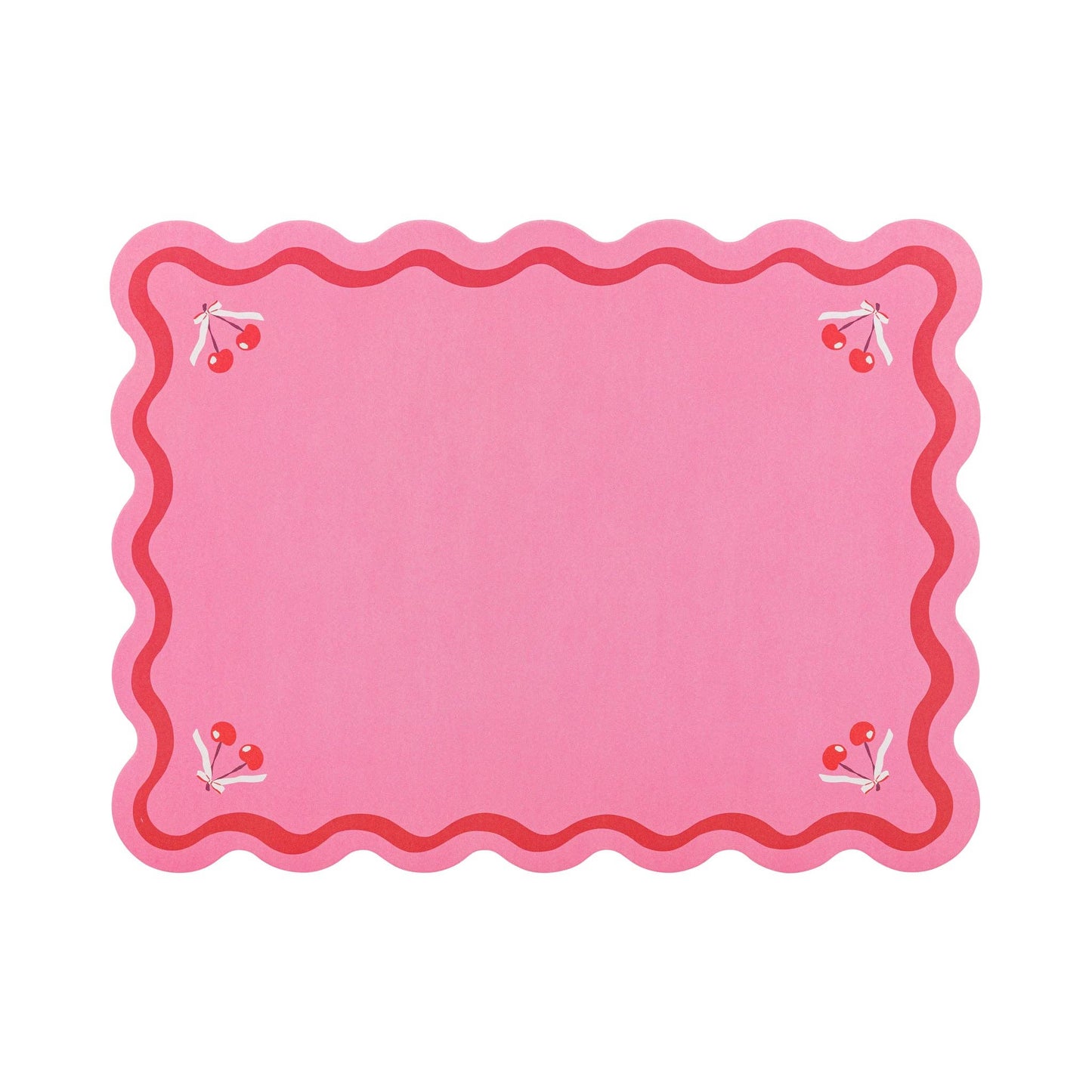 Pink scalloped cherries placemat sold in Toronto at Confetti My Party for playful and modern party tables