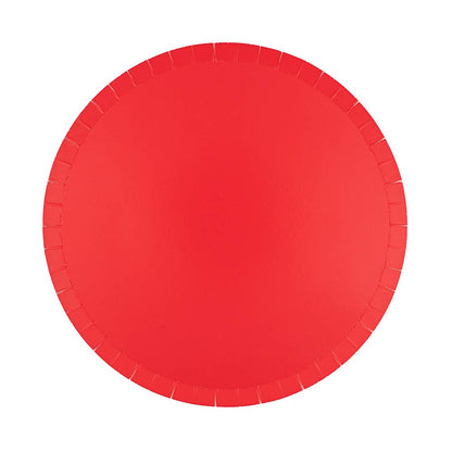 Cherry red dessert plate with a smooth solid finish, sold in Toronto at Confetti My Party and available for Canada-wide shipping