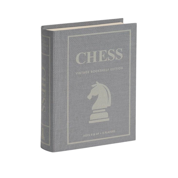Chess Vintage Bookshelf Edition linen-wrapped book box, perfect for display and play in Toronto.