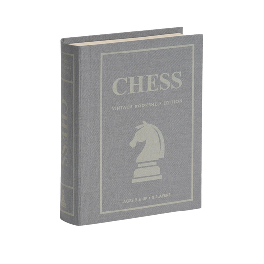 Chess Vintage Bookshelf Edition linen-wrapped book box, perfect for display and play in Toronto.