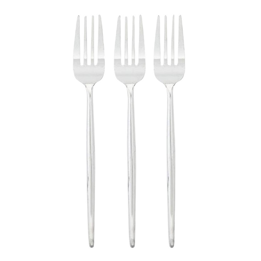 silver plastic fork set