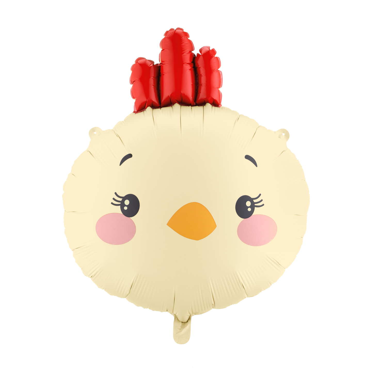Chicken foil balloon with soft pastel tones and red detail, perfect for farm-themed party decor available at our Toronto party shop.