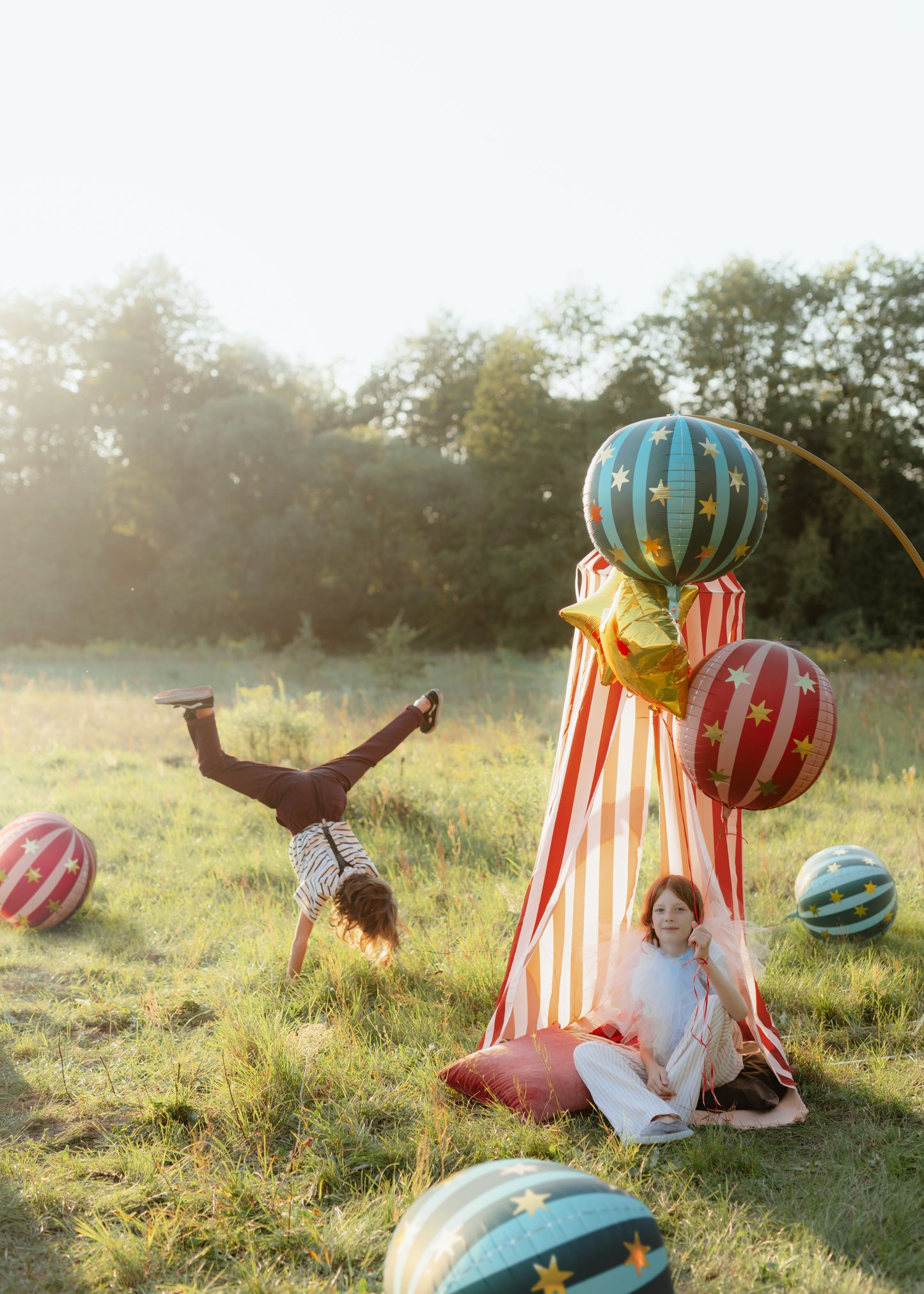 circus helium balloon bundle and canopy 