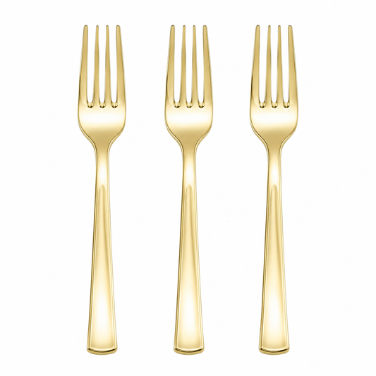 CLASSIC GOLD REUSABLE FORKS | 20 PIECES