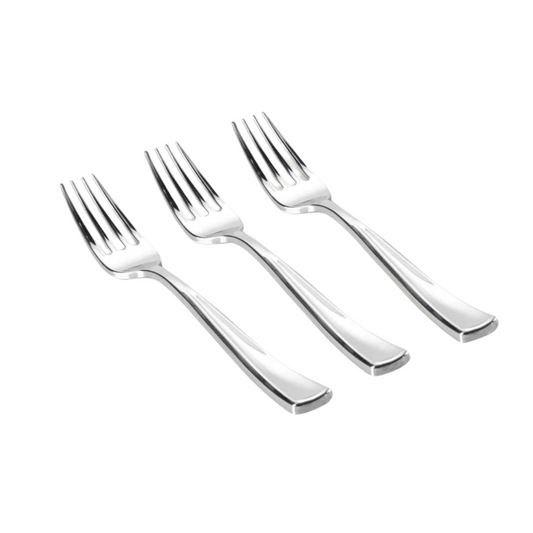 classic silver plastic forks with square bottom