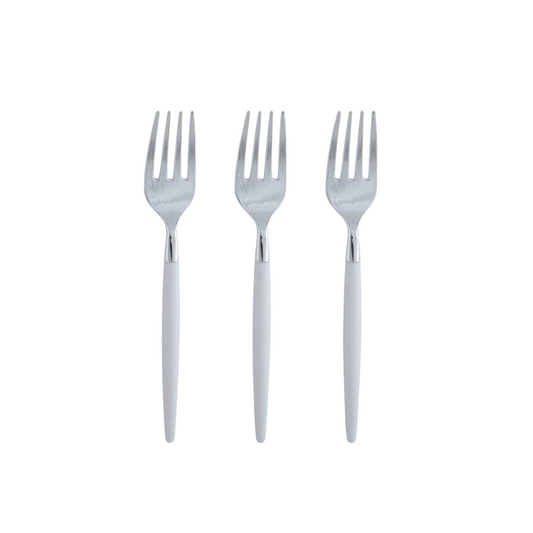 clear and silver plastic mini forks