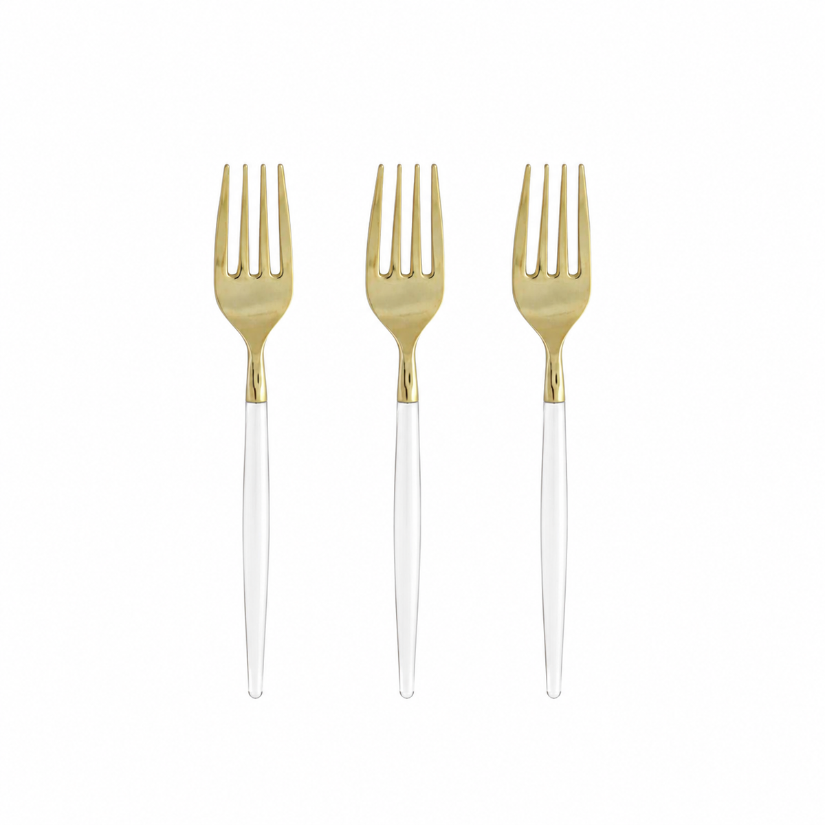 CLEAR & GOLD REUSABLE MINI FORKS | 20 PIECES