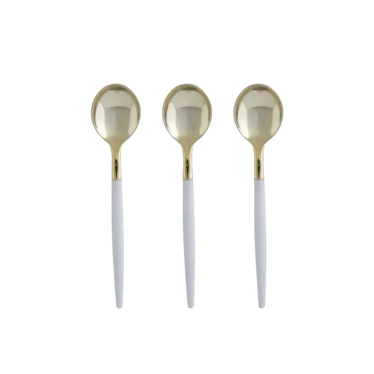 clear and gold plastic mini spoons