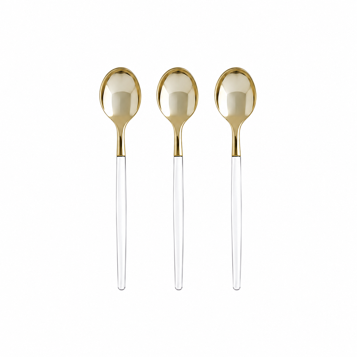 CLEAR & GOLD REUSABLE MINI SPOONS | 20 PIECES