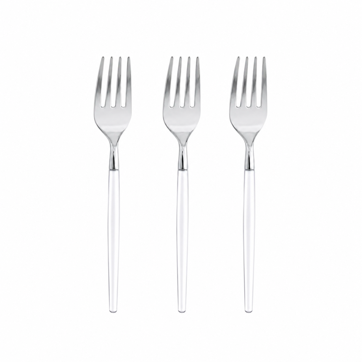 CLEAR & SILVER REUSABLE MINI FORKS | 20 PIECES