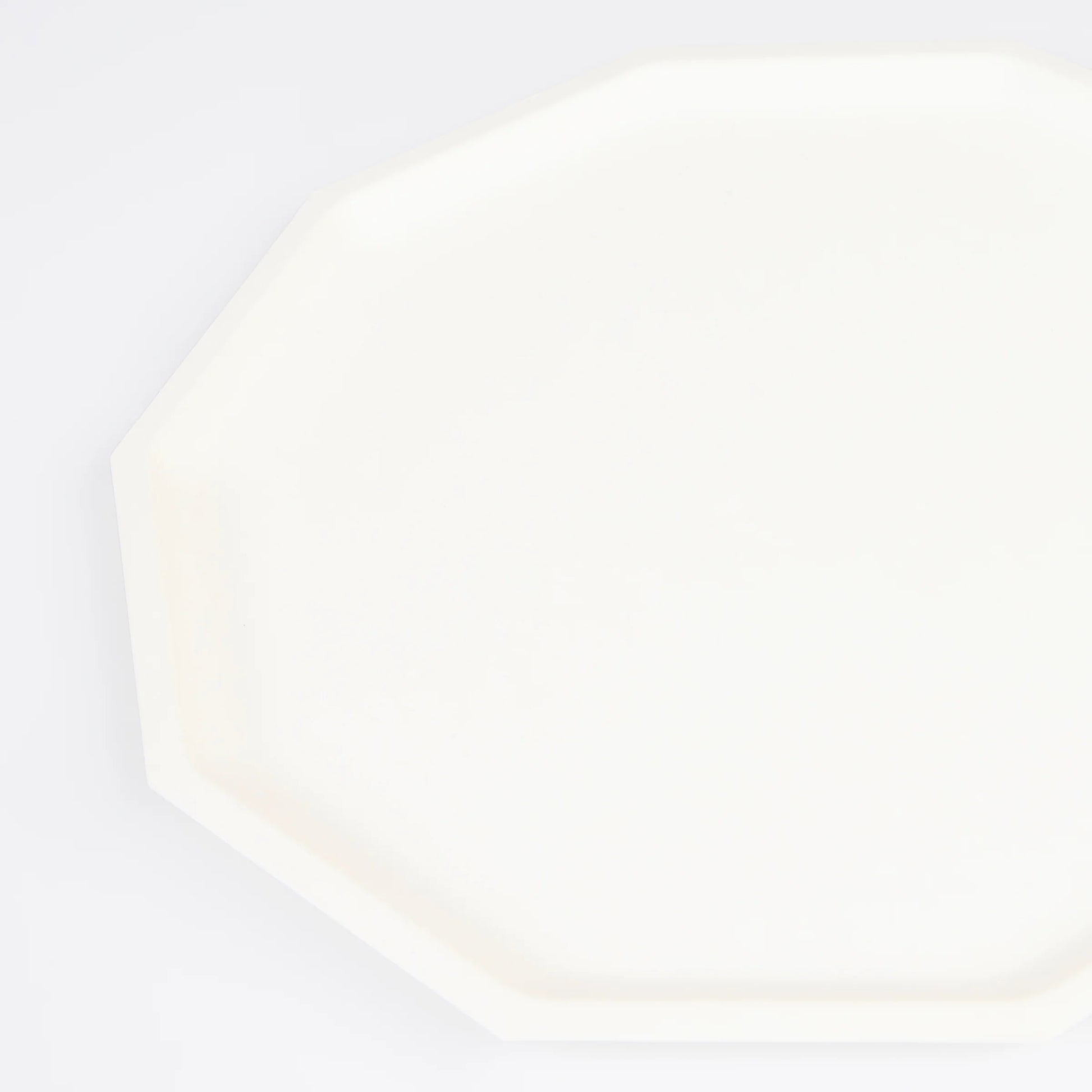 closeup of cream decagon dinner plate