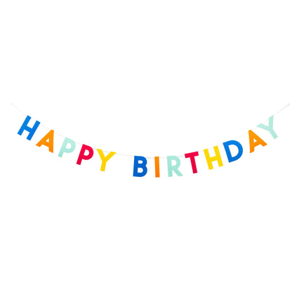 Colourful happy birthday felt banner with bright letters, available in Toronto and shipping across Canada
