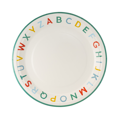 Colourful alphabet party plates available at our Toronto party shop