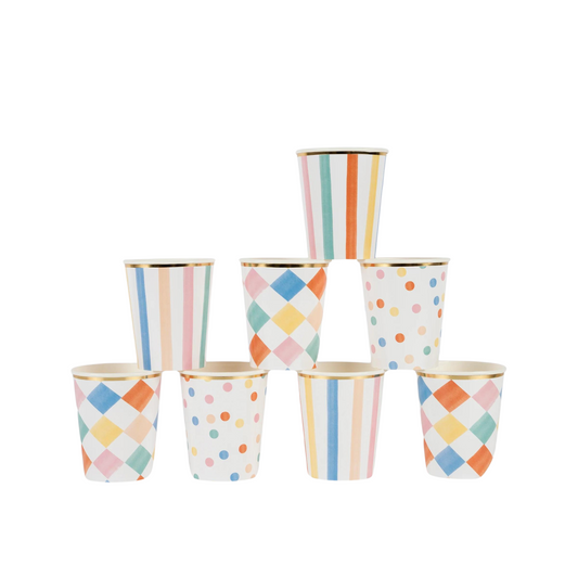 colourful pattern cups by meri meri