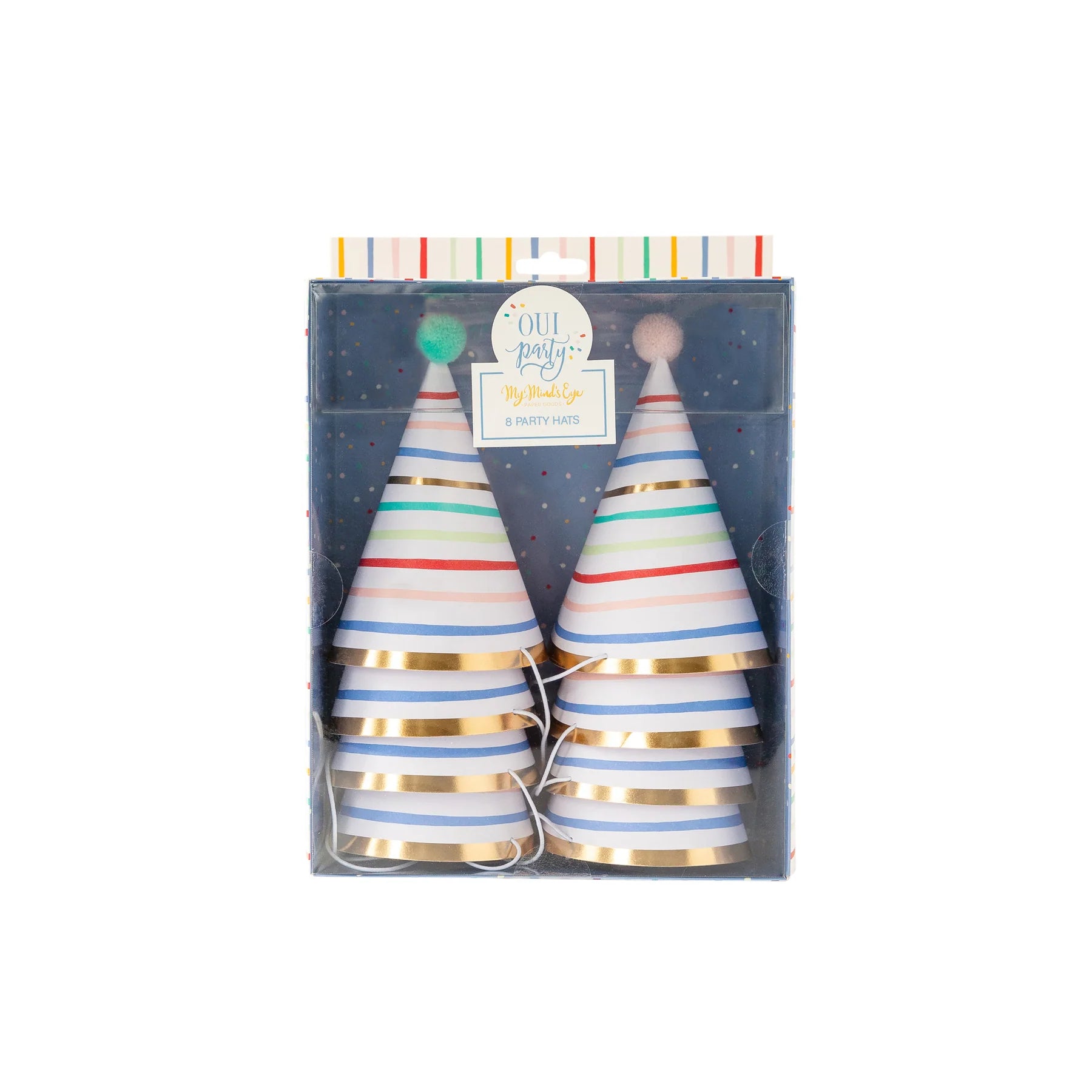 colourful striped party hats