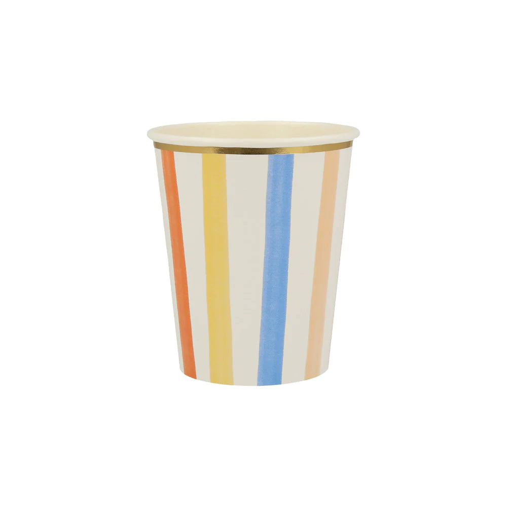 colourful striped cups by meri meri