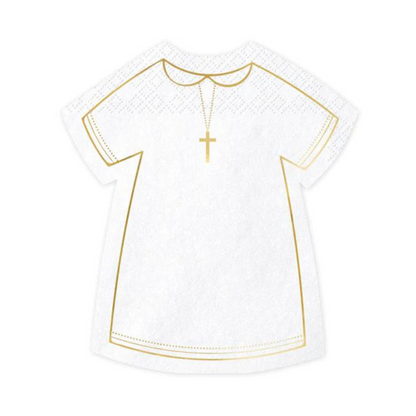 white napkins in the shape of communion gown