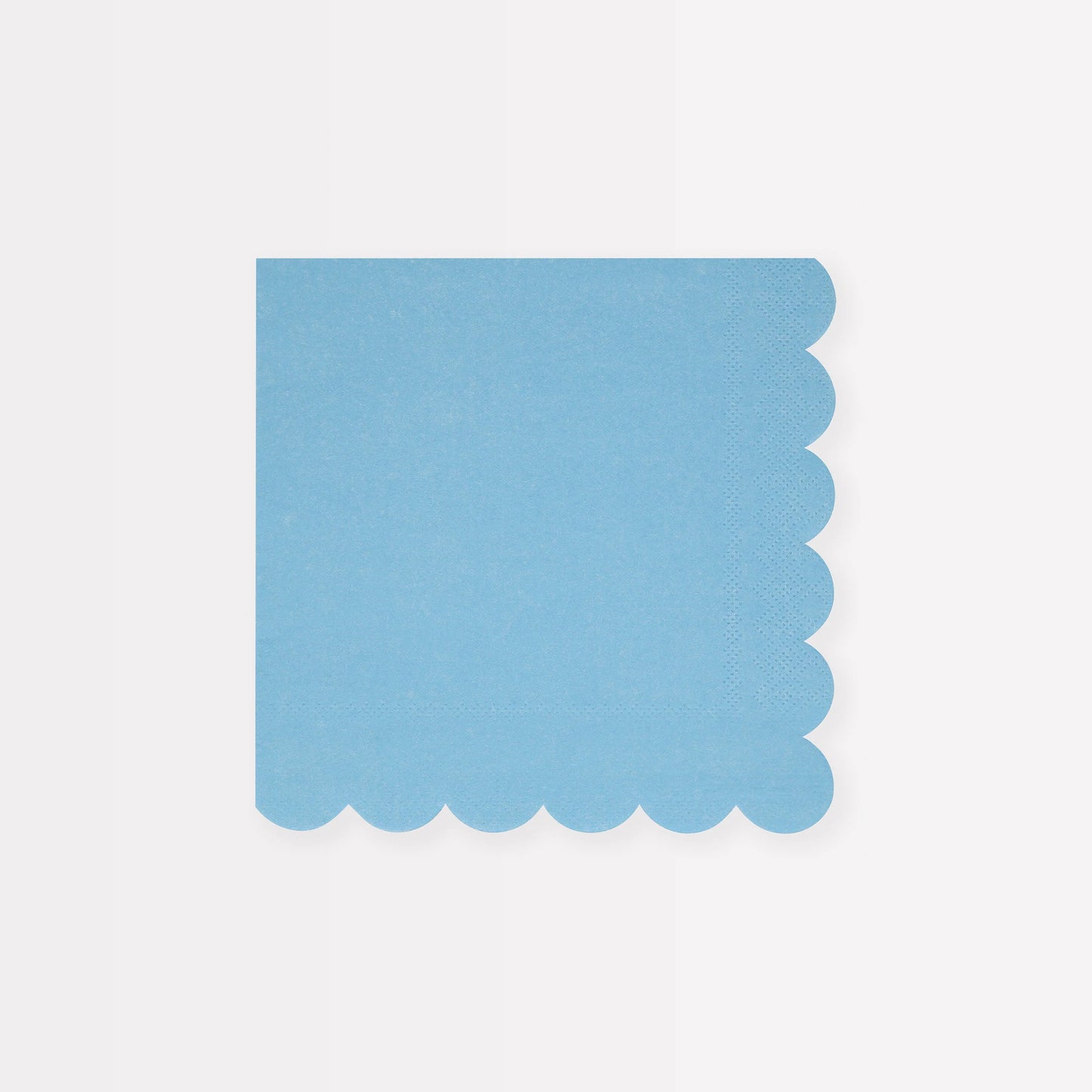 blue cocktail napkin with scalloped edge