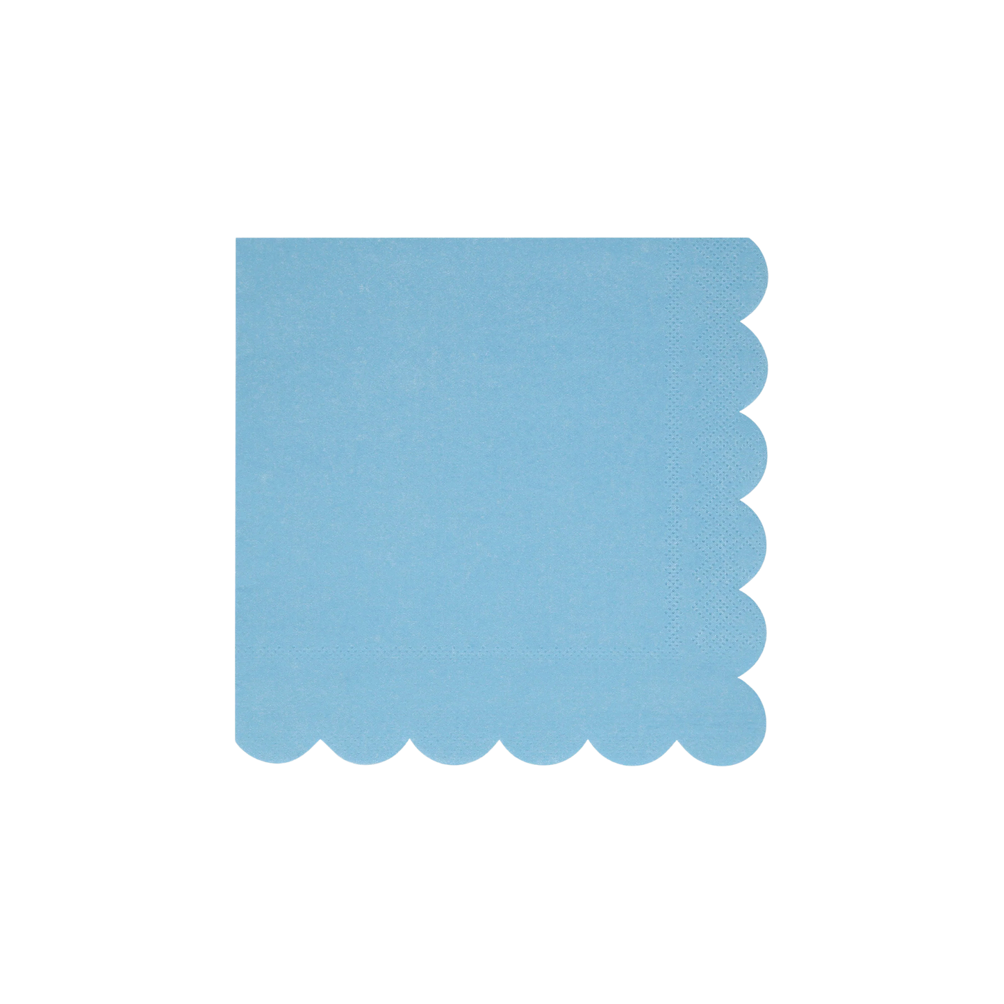 blue cocktail napkin with scalloped edge