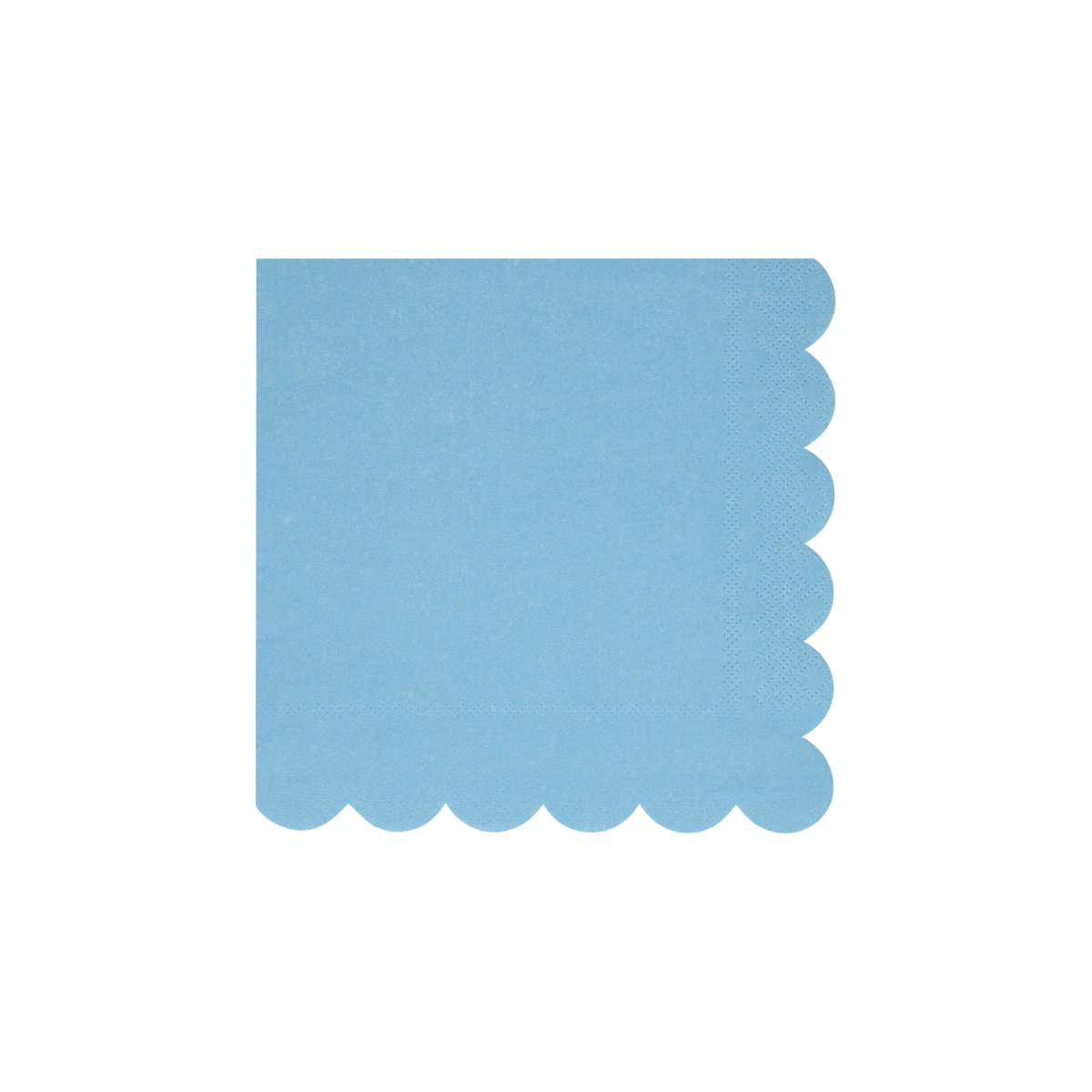 blue cocktail napkin with scalloped edge