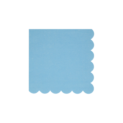 blue cocktail napkin with scalloped edge