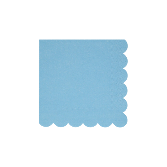 blue cocktail napkin with scalloped edge