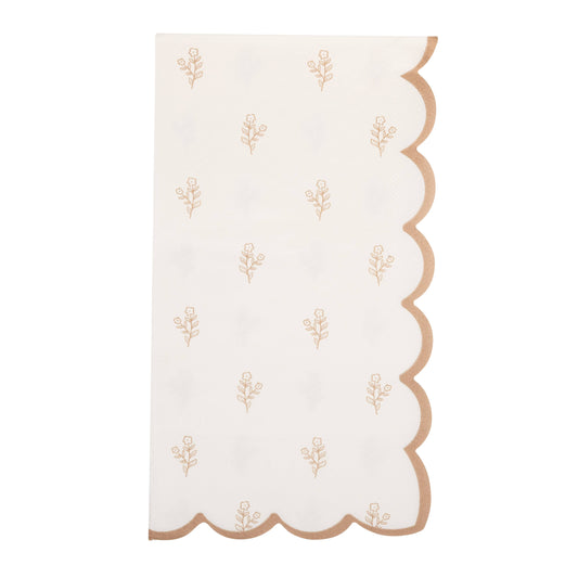 Neutral floral Easter dinner napkins with scalloped edges, sold in Toronto at Confetti My Party