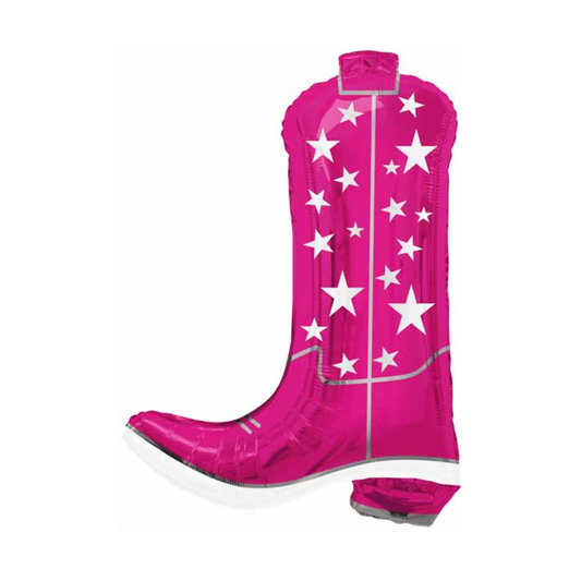 pink cowgirl boot shaped foil balloon