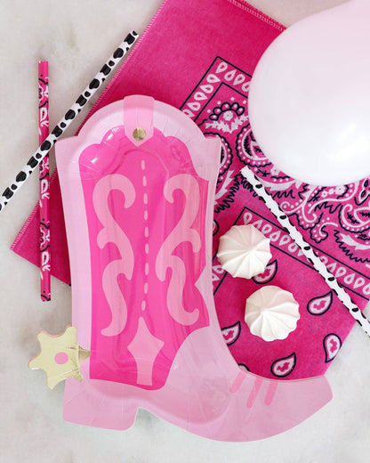 Set of 12 reusable cowgirl straws in pink bandana and cow print designs, shipping across Canada.
