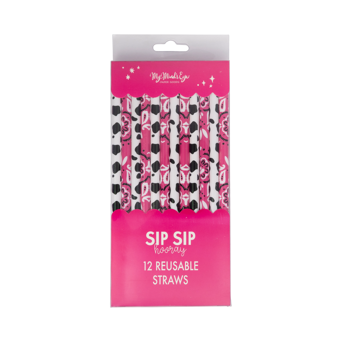 Toronto cowgirl party straws in pink bandana and cow print, perfect for themed celebrations.