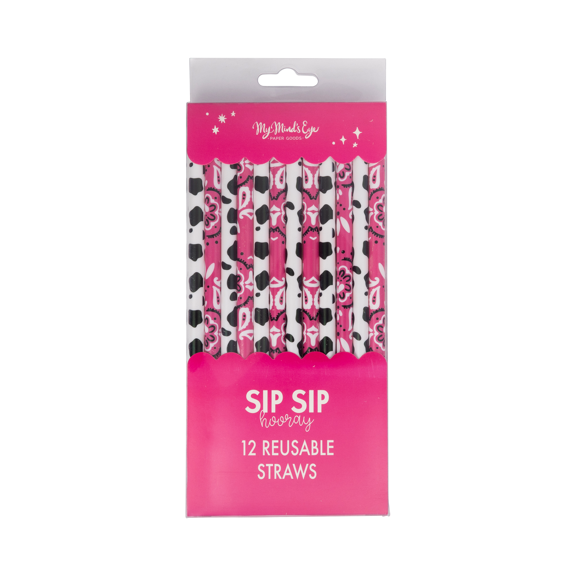 Toronto cowgirl party straws in pink bandana and cow print, perfect for themed celebrations.