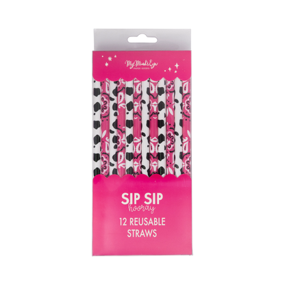 Toronto cowgirl party straws in pink bandana and cow print, perfect for themed celebrations.