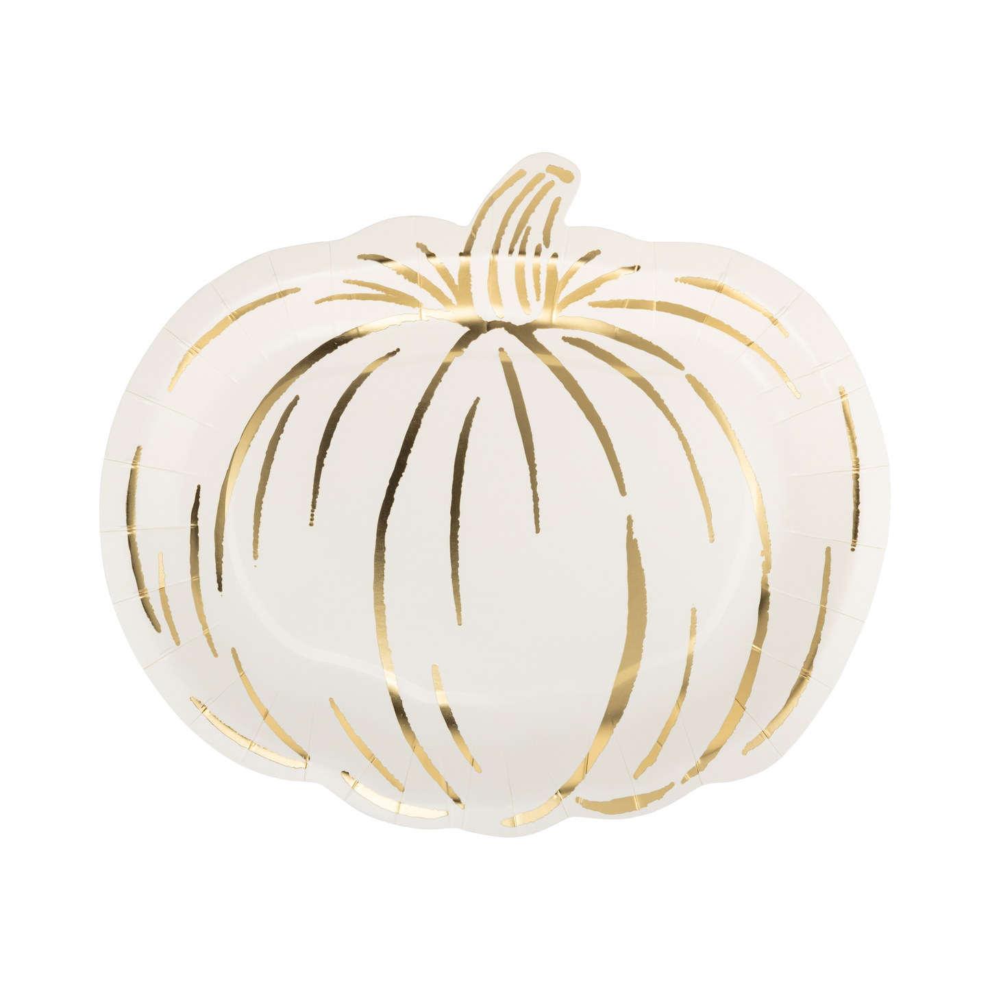cream and gold shaped pumpkin plates - pack of 8 sold at confetti my party.