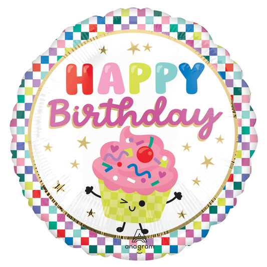 CUPCAKE HAPPY BIRTHDAY STANDARD FOIL BALLOON