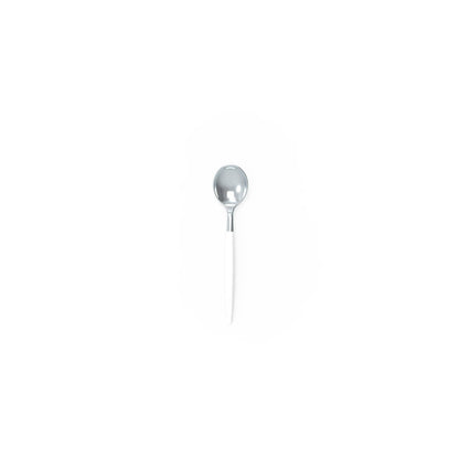 WHITE & SILVER REUSABLE MINI SPOONS | 20 PIECES