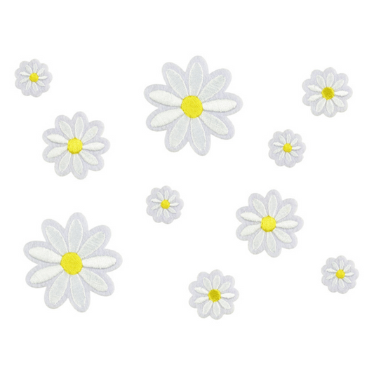 EMBROIDERED DAISY IRON ON PATCHS