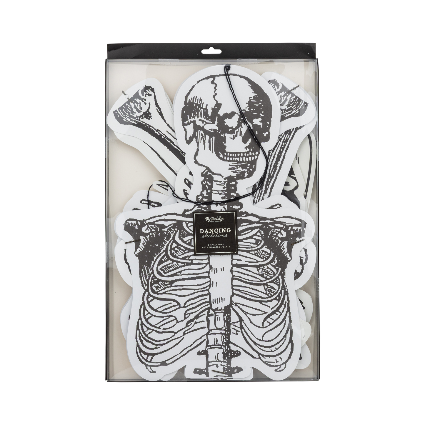 Dancing large scale paper skeleton Halloween decoration set in packaging