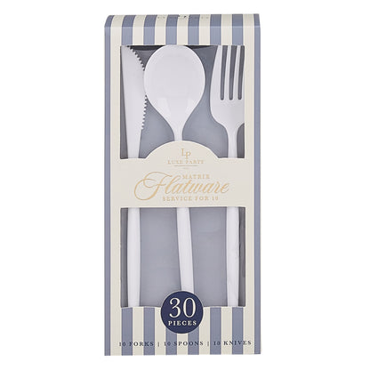 WHITE REUSABLE CUTLERY SET | 30 PIECES