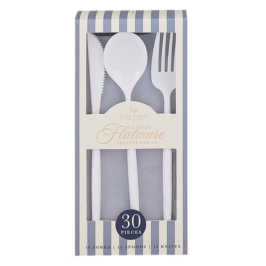 WHITE REUSABLE CUTLERY SET | 30 PIECES