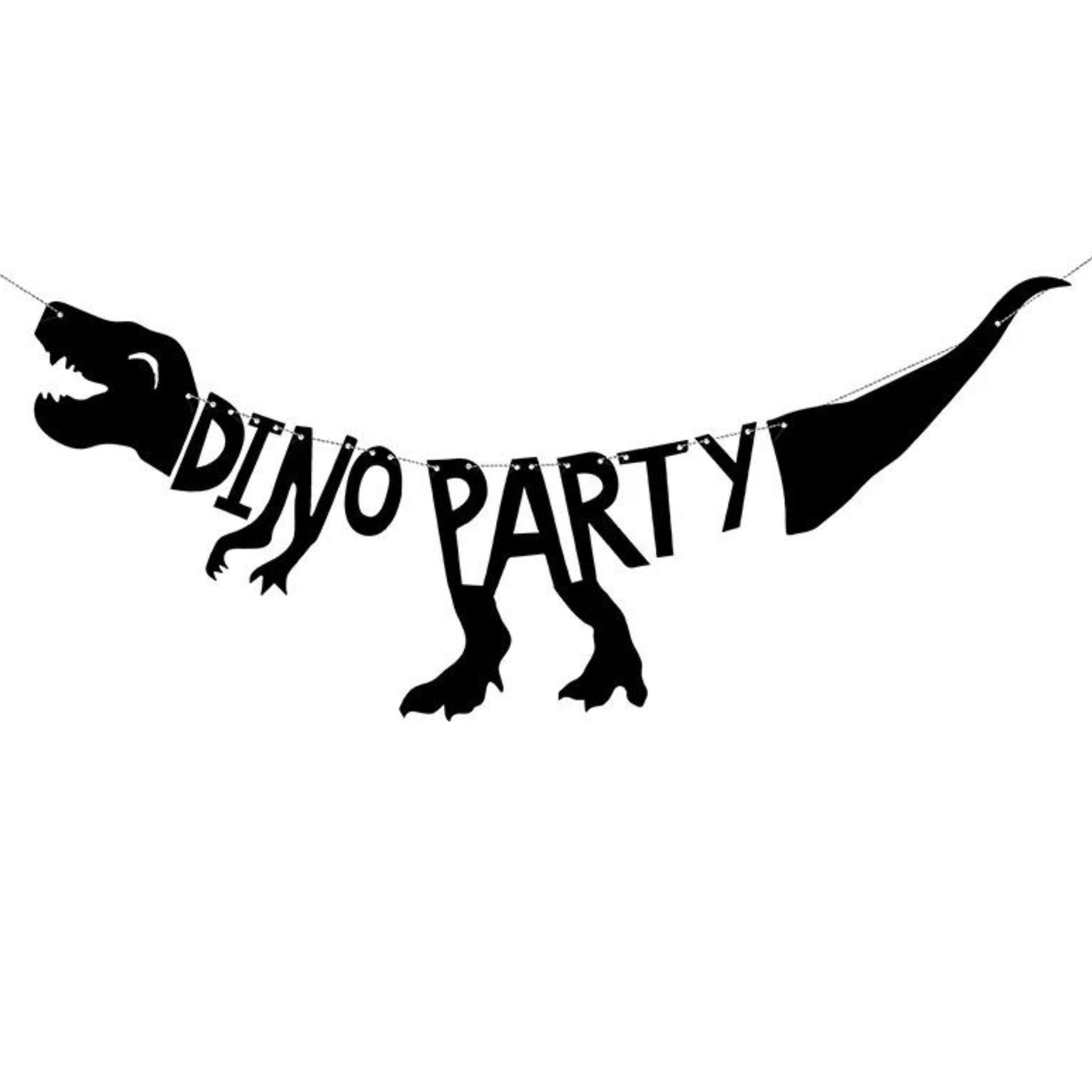 party banner with t-rex cut out