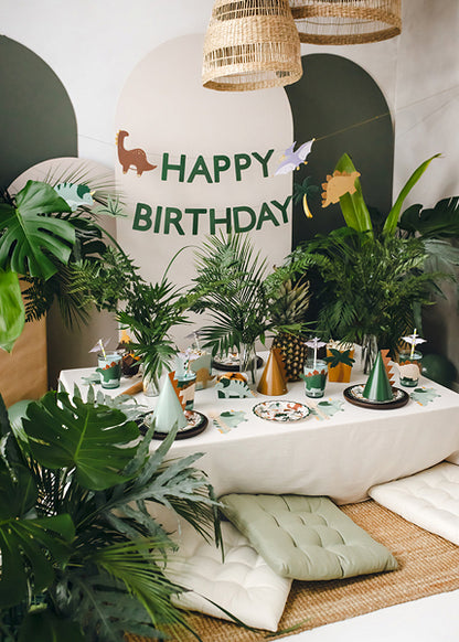 dinosaur birthday party tablescape 