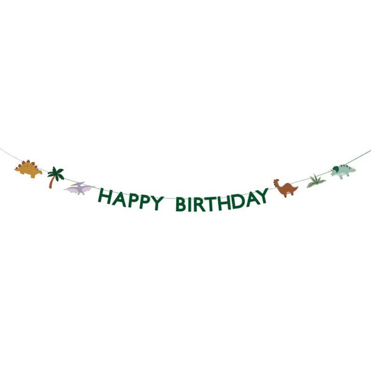 dinosaur themed happy birthday banner