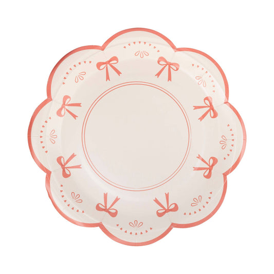 Doily-inspired paper plate with scalloped edges and bow detail, pick up in Toronto or available shipping Canada-wide.