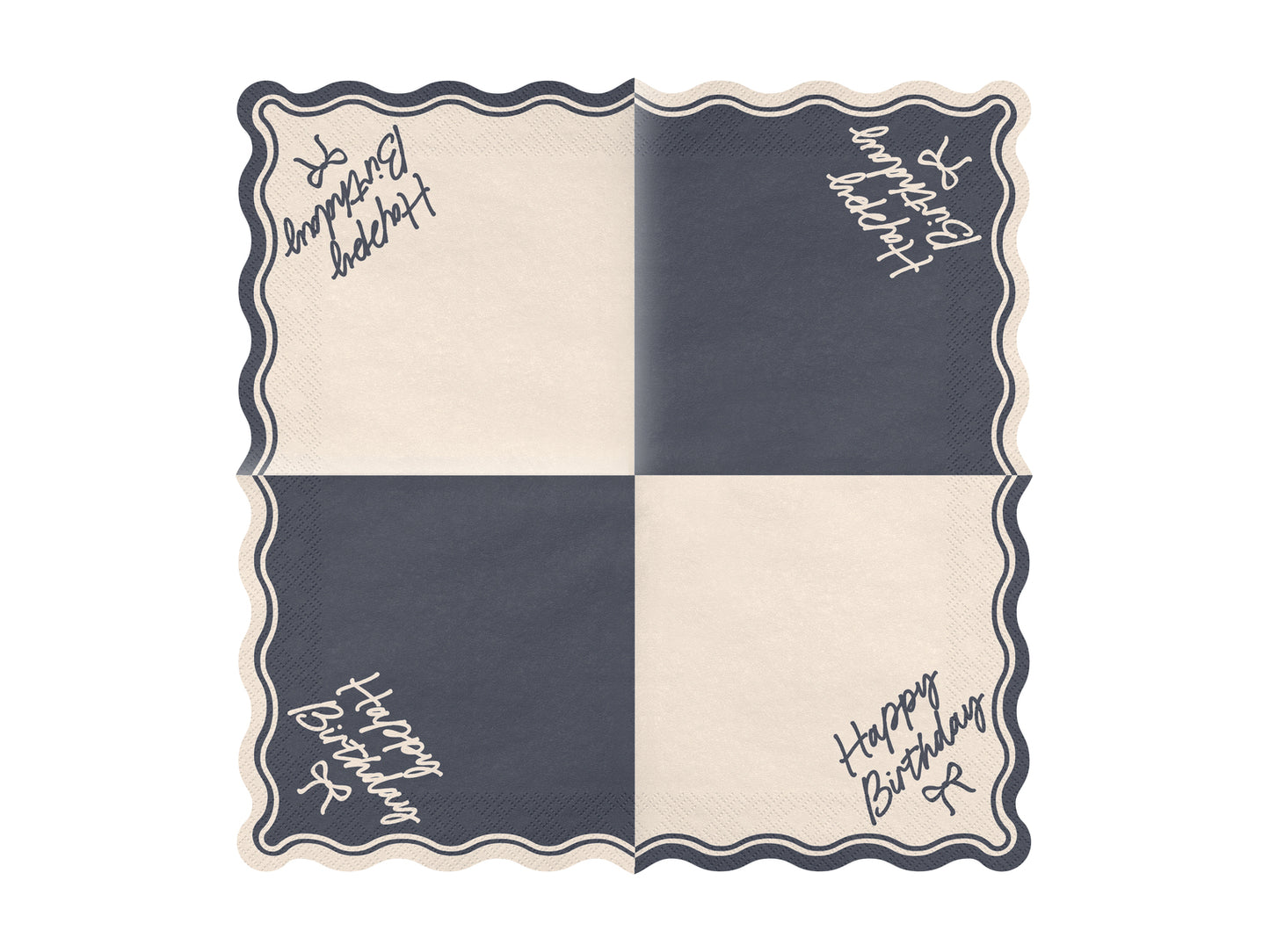 BEIGE & BLACK HAPPY BIRTHDAY BOW DINNER NAPKINS