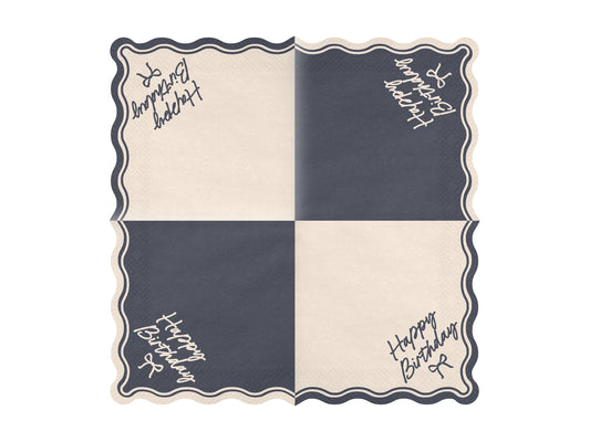 BEIGE & BLACK HAPPY BIRTHDAY BOW DINNER NAPKINS