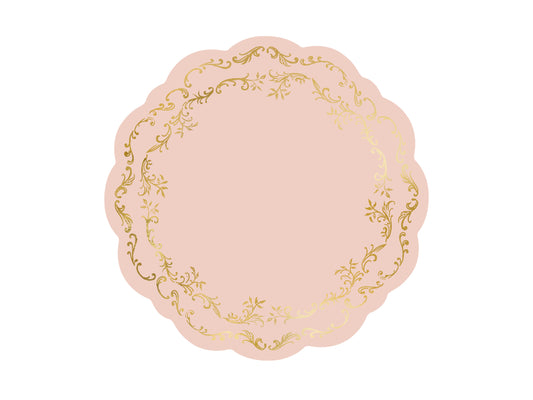 scalloped dusty pink and gold placemats - pack of 6 