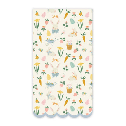 Pastel Easter scatter dinner napkins with bunnies, carrots, eggs, and spring florals, sold in Toronto at Confetti My Party