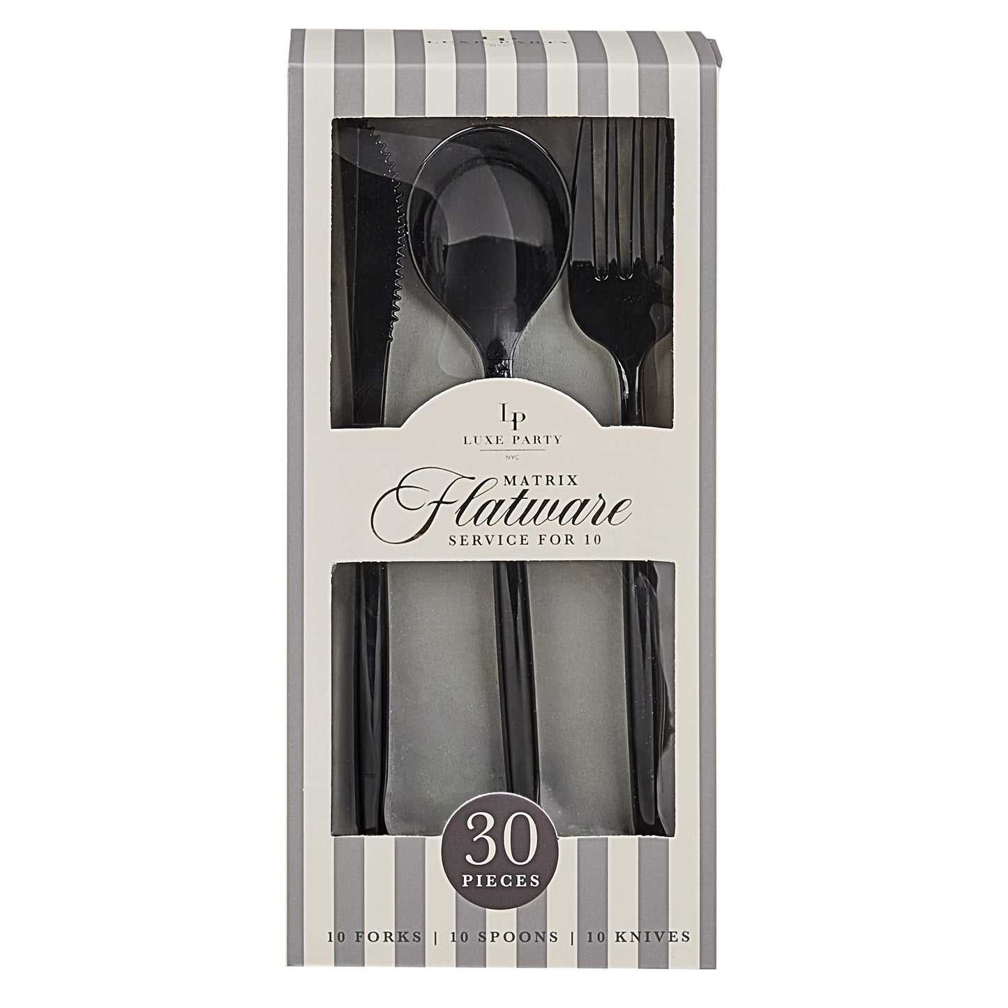BLACK REUSABLE CUTLERY SET | 30 PIECES